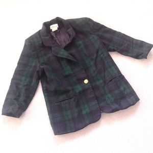 Vintage 100% Wool Plaid Forest Green Blazer from Laura
